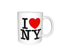 I Love New York Tasses colorées - Tasses double face « I Love NY » - 325 ml - Couleurs : jaune, rose, orange, bleu, violet, noir et blanc - Souvenirs (blanc)