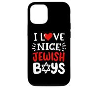 I Love Nice Jewish Boys Cœur Rouge drôle Hanoukka Hébreu Juifs Coque pour iPhone 12/12 Pro