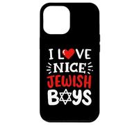 I Love Nice Jewish Boys Cœur Rouge drôle Hanoukka Hébreu Juifs Coque pour iPhone 12 Pro Max