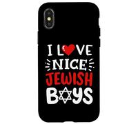 I Love Nice Jewish Boys Cœur Rouge drôle Hanoukka Hébreu Juifs Coque pour iPhone X/XS