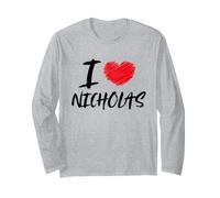 I Love Nicholas Cœur Rouge Dad Boyfriend Husband Son Grandson Manche Longue