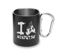 I Love Ninjutsu Tasse martiale japonaise en métal avec poignée mousqueton, tasse de camping