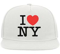 I Love NY I Love New York Casquette Snapback Visière Plate en Coton Mélangé Blanc