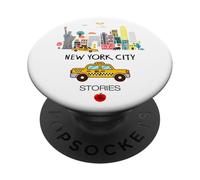 I Love NYC, New York City Wonderful Stories with Cartoon Art PopSockets PopGrip Adhésif