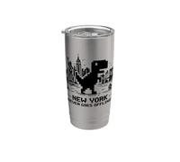I Love NYC, New York Never Goes Offline Retro Pixel Dinosaur Gobelet isotherme en acier inoxydable double paroi