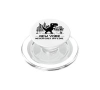 I Love NYC, New York Never Goes Offline Retro Pixel Dinosaur PopSockets PopGrip pour MagSafe