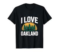 I Love Oakland Forest Coucher de Soleil Pin Arbres Nature T-Shirt Graphique avec Valeur