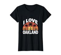 I Love Oakland Sunset Bridge Palmiers T-Shirt Graphique avec Valeur