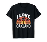 I Love Oakland Sunset Bridge Palmiers T-Shirt Graphique avec Valeur