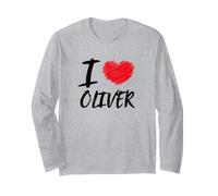 I Love Oliver Cœur Rouge Dad Boyfriend Husband Son Grandson Manche Longue