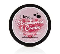 I Love Strawberries & Cream Body Butter, Made With 87% Naturally Derived Ingredients Including Shea Butter & Coconut Oil For Soft & Hydrated Skin, Moisturising & Lightly Scented, Contains Natural Fruit Extracts, Vegan-Friendly - 200ml