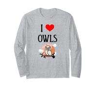 I Love Owls I Heart Owls Observateur d'oiseaux Nocturne Manche Longue