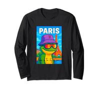 I Love Paris, Cool Paris Green Frog Cartoon Illustration Manche Longue