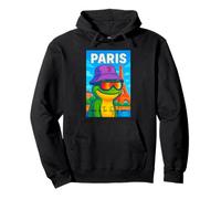 I Love Paris, Cool Paris Green Frog Cartoon Illustration Sweat à Capuche