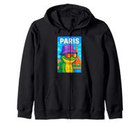 I Love Paris, Cool Paris Green Frog Cartoon Illustration Sweat à Capuche