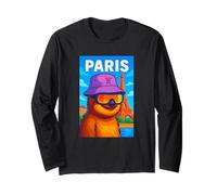 I Love Paris, Cool Paris Lazy Sloth Cartoon Illustration Manche Longue