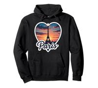 I Love Paris Cœur Tour Eiffel Vintage Coucher de Soleil Souvenir Sweat à Capuche