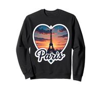 I Love Paris Cœur Tour Eiffel Vintage Coucher de Soleil Souvenir Sweatshirt