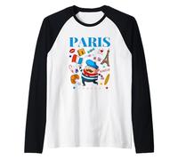 I Love Paris, Paris France Culture Doodles Graphic Design Manche Raglan