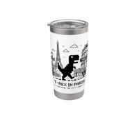 I Love Paris, Pixel Dinosaur in Paris Retro City Adventure Gobelet isotherme en acier inoxydable double paroi
