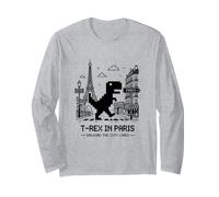 I Love Paris, Pixel Dinosaur in Paris Retro City Adventure Manche Longue