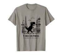 I Love Paris, Pixel Dinosaur in Paris Retro City Adventure T-Shirt