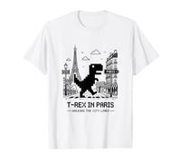 I Love Paris, Pixel Dinosaur in Paris Retro City Adventure T-Shirt Graphique avec Valeur