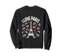 I Love Paris Tour Eiffel Croissants Cœurs Sweatshirt