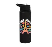 I Love Paris Tour Eiffel Cœurs Stainless Steel Insulated Water Bottle