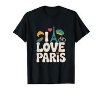 I Love Paris Tour Eiffel Vélo Art T-Shirt Graphique avec Valeur