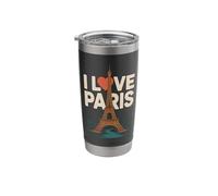 I Love Paris Tour Eiffel Voyage Art Gobelet isotherme en acier inoxydable double paroi
