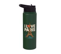 I Love Paris Tour Eiffel Voyage Art Stainless Steel Insulated Water Bottle