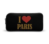 I Love Paris Trousse à stylos à Crayons Pochette à stylos Portable de Grande capacité Organisateur de Papeterie Trousse de Maquillage avec Fermeture éclair