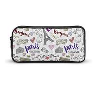 I Love Paris Trousse à stylos à Crayons Pochette à stylos Portable de Grande capacité Organisateur de Papeterie Trousse de Maquillage avec Fermeture éclair