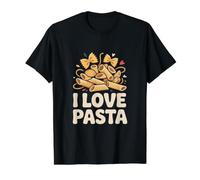 I Love Pasta Culinary Athusiast Fun T-Shirt Graphique avec Valeur, Homme, Noir, M