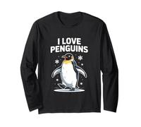 I Love Penguins Cute Penguin Lover Flocons de neige Manche Longue