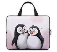 I Love Penguins Housse pour ordinateur portable ultra fine, légère et imperméable 17", matériau en néoprène durable, sac de protection portable avec dragonne