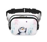 I Love Penguins Unisexe Taille Réglable Carré Double Couche Ceinture Sac pour Activités de Plein Air Voyage Course Randonnée, Noir , Taille unique