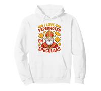 I Love Pepernoten Speculaas Sinterklaas Hollandais Saint-Nicolas Sweat à Capuche, Unisexe pour Adultes, Blanc, S