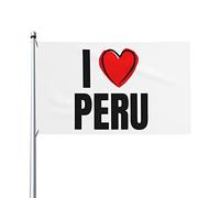 I Love Peru Heart Flag 3x5 Ft One Side Outdoor Farmhouse Yard Sign Garden Drapeau décoratif avec œillets en laiton