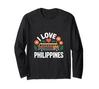 I Love Philippines Jeepney Motif floral Manche Longue
