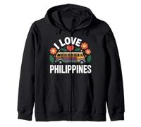 I Love Philippines Jeepney Motif floral Sweat à Capuche