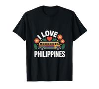 I Love Philippines Jeepney Motif floral T-Shirt
