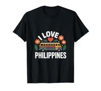 I Love Philippines Jeepney Motif Floral T-Shirt Graphique avec Valeur