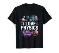 I Love Physics Planètes Univers Equation T-Shirt Graphique avec Valeur, Homme, Noir, L
