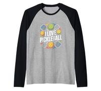 I Love Pickleball Balles de Padel vibrantes Manche Raglan