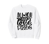 I Love Pizza, Cool Pizza Illustration Novelty Graphic Design Sweatshirt