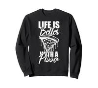 I Love Pizza, Cool Pizza Illustration Novelty Graphic Design Sweatshirt