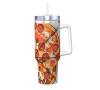 I Love Pizza Ice Bully Gobelet isotherme réutilisable avec poignée pour boissons froides et chaudes 1 200 ml