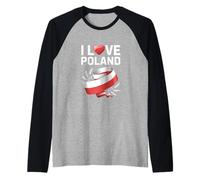 I Love Poland Bannière en Forme de cœur Motif blé Manche Raglan